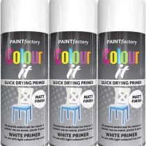 Colour It Quick Drying Primer Spray Paint White 400ml - Pack of 3