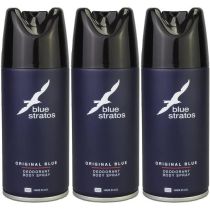Blue Stratos Original Blue Body Spray Deodorant 150ml - Pack of 3