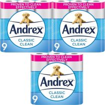 Andrex Complete Clean Toilet Tissue 9 Standard Rolls