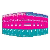 Carefree Cotton Pantyliners Unscented 20 Pack - Pack of 12