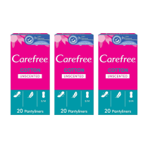 Carefree Cotton Pantyliners Unscented 20 Pack - Pack of 3
