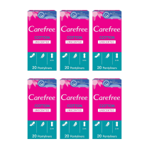 Carefree Cotton Pantyliners Unscented 20 Pack - Pack of 6