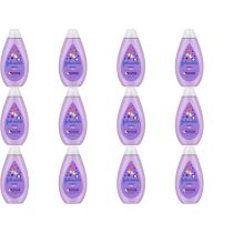 Johnson's Baby Bedtime Bath 300ml bottle on a bathroom shelf next to baby bath toys