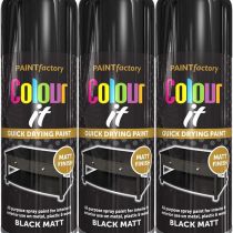 Paint Factory Colour It Black Matt Spray Paint 400ml - Pack of 3