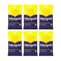 Marigold Kitchen Gloves Extra Life For A Brighter Clean Medium Size - Pack of 6