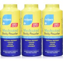 Medipure Medicated Body Powder 200g for itchy and irritated skin on white background
