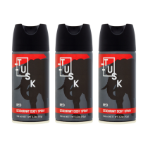 Tusk Red Deodorant Body Spray 150ml - Pack of 3
