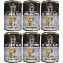 Paint Factory Metallic Paint Interior & Exterior Bright Silver 300ml - Pack of 6