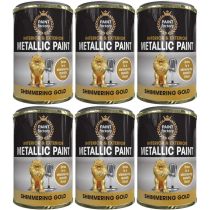 Paint Factory Metallic Paint Interior & Exterior Shimmering Gold 300ml - Pack of 6
