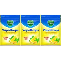 Vicks VapoDrops Sugar Free Lozenges Lemon & Menthol For Cold And Flu 72g - Pack of 3