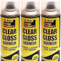 Paint Factory Clear Gloss Varnish Spray Can 250ml - Pack of 3