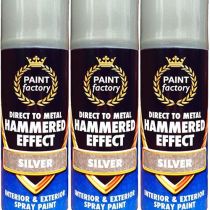 Paint Factory Hammered Effect Spray Paint Silver 400ml - Pack of 3