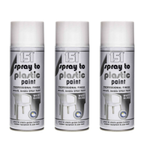 151 White Gloss Professional Finish Plastic Spray Paint 400ML - Pack of 3