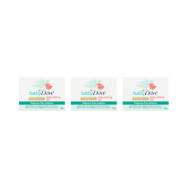 Dove Sensitive Care Baby Bar Soap Fragrance Free 4 x 90g bars on a bathroom shelf
