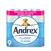 Andrex Complete Clean Toilet Tissue 9 Standard Rolls