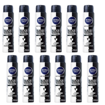 Nivea Men Anti-Perspirant Deodorant Black & White Invisible Original 250ml - Pack of 12