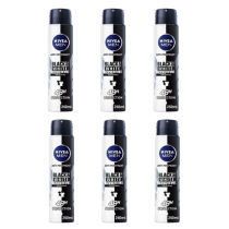 Nivea Men Anti-Perspirant Deodorant Black & White Invisible Original 250ml - Pack of 6