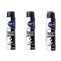Nivea Men Anti-Perspirant Deodorant Black & White Invisible Original 250ml - Pack of 3