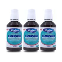 Wisdom Chlorhexidine Fresh Mint Alcohol Free Mouthwash 300 ML - Pack of 3