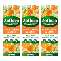Zoflora Mandarin & Lime Concentrated Disinfectant 250ml - Pack of 3