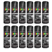 Paint Factory Colour It Quick Drying Paint Jet Black Gloss Finish 250ML - Pack of 12