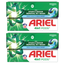 Ariel Original 4in1 PODS Stain & Odour Removal 38 Washes - Pack of 2