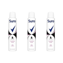 Sure Invisible Pure Antiperspirant Deodorant for Women 200ml - Pack of 3