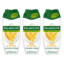 Palmolive Naturals Milk & Honey Shower Gel Cream 250ml - Pack of 3