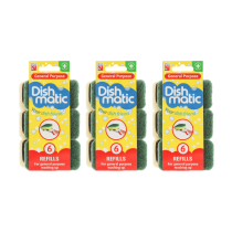 Dishmatic Green General Purpose Washing Up Sponge Refill Heads (6 Pack) - Pack of 3