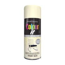 Paint Factory Colour It Quick Drying Paint Ivory Silk Gloss Finish 400ML