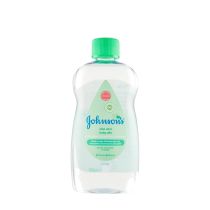 Johnson's Baby Moisturising Oil Aloe Vera 500ml bottle on a clean nursery shelf