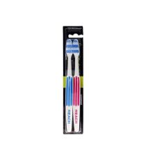 Listerine Duo Reach Interdental Firm Toothbrush Twin Pack on a clean bathroom shelf
