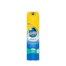 Pledge Clean It Multi Surface Classic Cleaner 250ml spray bottle on a kitchen counter
