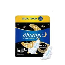Always Ultimate Night Sanitary Pads Size 6 with Wings 20 Count