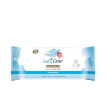 Dove Baby Rich Moisture Moisturising Baby Wipes 50s pack on a clean nursery changing table