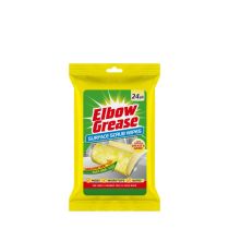Elbow Grease Surface Scrub Cleaning Wipes 24 Pack on a kitchen counter
