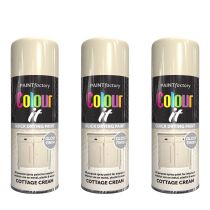 Paint Factory All Purpose cottage Cream Gloss Finish Spray 400ml - Pack of 3