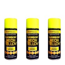 Paint Factory All Purpose Neon Yellow Spray Can 400ml - Pack of 3