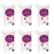 Cotton Tree Square Facial Pads 100% Pure Cotton 40 Pads for Gentle Care - Pack of 6