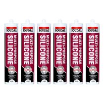 Soudal Multi Purpose Clear Silicone Sealant 270ml cartridge on a workbench