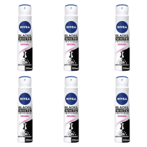 Nivea Women's Anti-Perspirant Invisible for Black and White 250ml - Pack of 6
