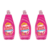 Elbow Grease Pink Blush Washing Up Liquid 600ml bottle beside a kitchen sink
