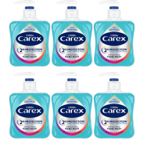 Cussons Carex Original Antibacterial Hand Wash 250ml bottle next to a bathroom sink
