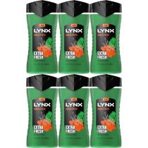 Lynx 3-in-1 Body, Face & Hair Wash Jungle Fresh Shower Gel 225ml - Pack of 6