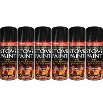 Paint Factory Stove Paint Heat Resistant Matt Black Spray 400ML - Pack of 6