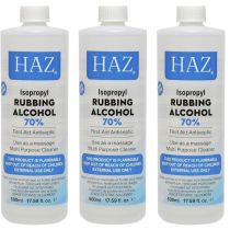 HAZ Isopropyl 70% Rubbing Alcohol First Aid Antiseptic Cleanser 500ml - Pack of 3