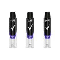 Sure Men Active Dry Antiperspirant Deodorant Aerosol 200ml - Pack of 3