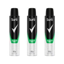 Sure Men Quantum Dry Antiperspirant Deodorant Aerosol 200ml - Pack of 3
