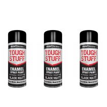 Paint Factory Tough Stuff Black Matt Enamel Spray 400ml - Pack of 3