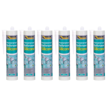 Everbuild Showerproof Bathroom Silicone Sealant White 280ml - Pack of 6